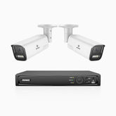 HZ804 - 4K 4 Channel 2 Cameras PoE Security System, 4X Optical Zoom, 2.8 - 12 MM Motorized Varifocal Lens, Smart Dual Light Night Vision, Motion Detection 2.0, Built-in Microphone, Siren & Strobe Alarm, Upgraded Version